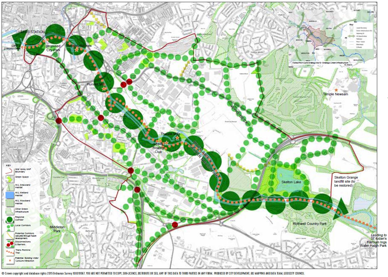 Aire Valley Leeds Area Action Plan map 5: Aire Valley Leeds green infrastructure network